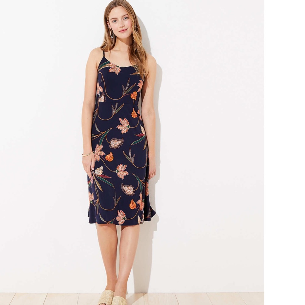 Floral Smocked Back Strappy Midi Dress